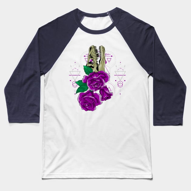 purple rose skull dinosaurs Baseball T-Shirt by SHINIGAMII